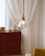 Load image into Gallery viewer, Brass Glass Hardwired Pendant Lamp