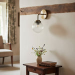 Load image into Gallery viewer, Glorica Glass Aged Brass Wall Sconce - Ribbed Glass Shade Industrial Style Lighting
