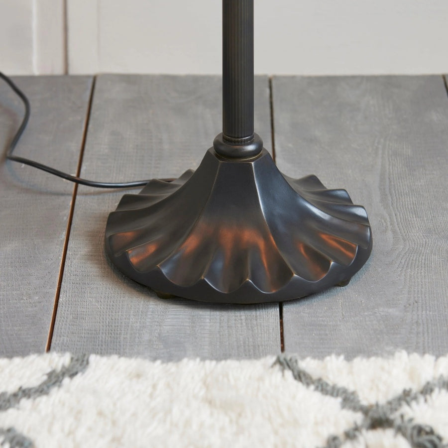 TF Geometric Stained Glass Table Lamp with Amber and Cream Panels – Tiffany Style Accent Lamp for Bedroom and Study