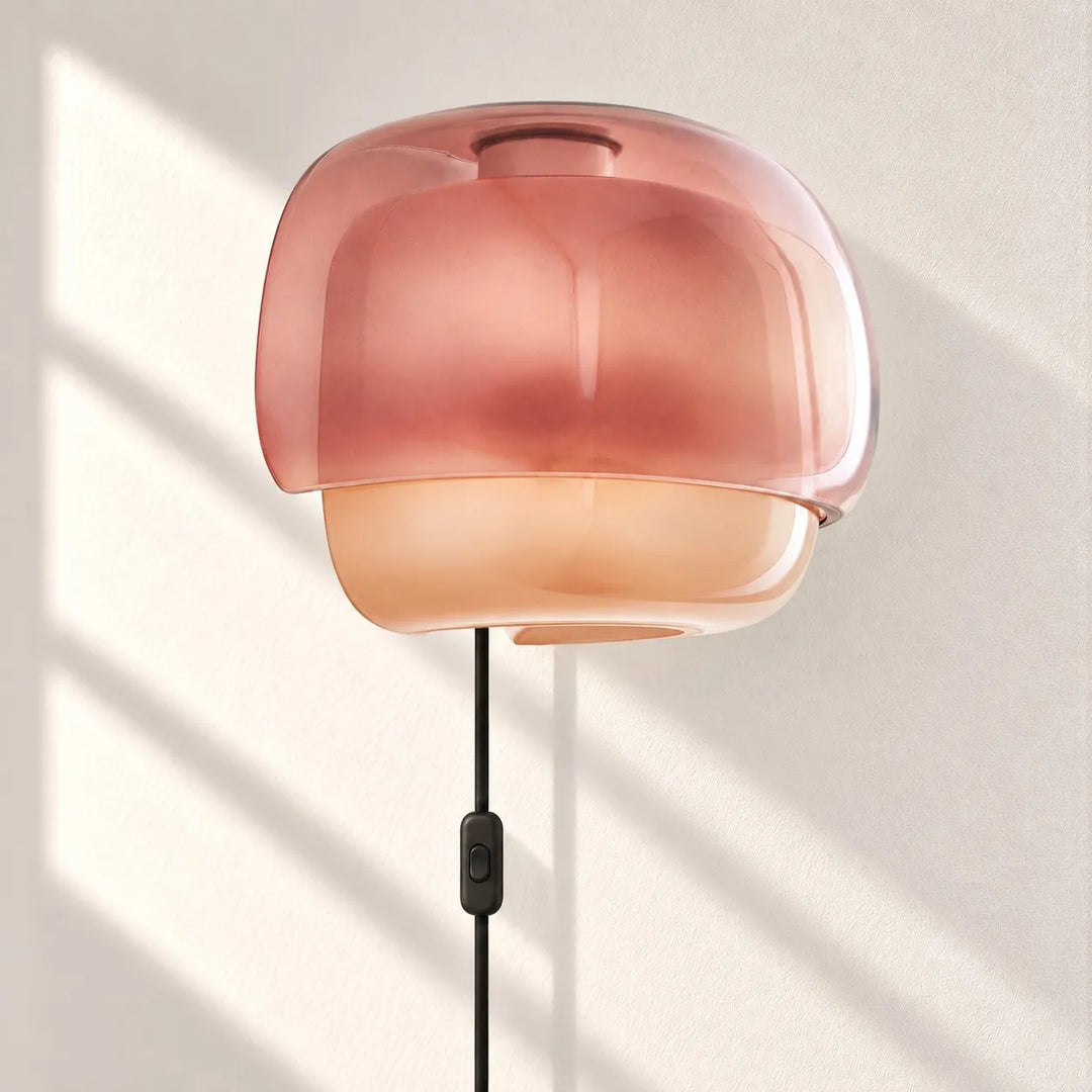 Clinco Flower-Shaped Resin Plug-In Wall Lamp with Glass Diffuser for Bedroom Vanity and Reading Nook