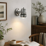 Load image into Gallery viewer, Brushed Silver Industrial Spotlight Wall Sconce