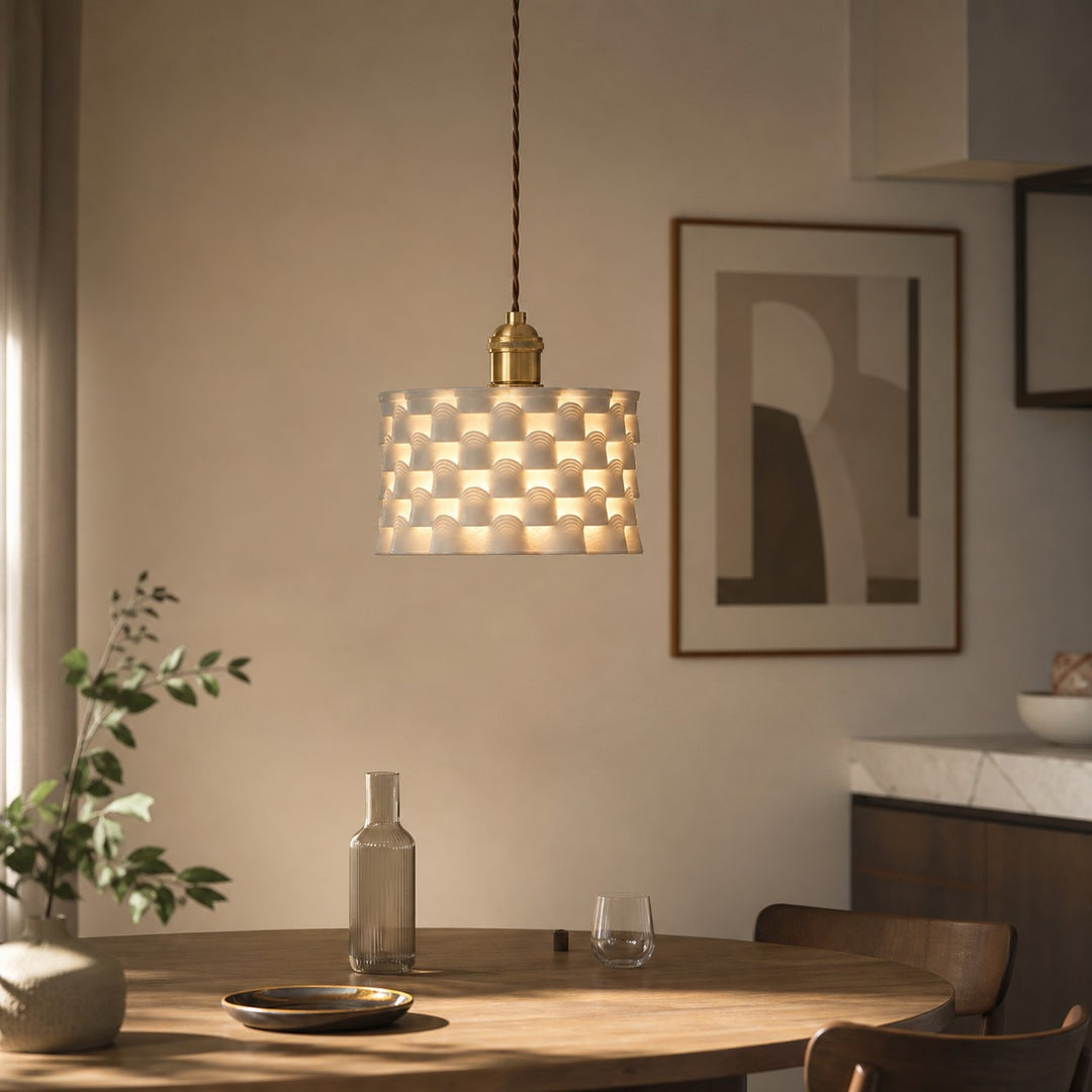 Handcrafted Ceramic Pendant Lamp with Brass Fitting