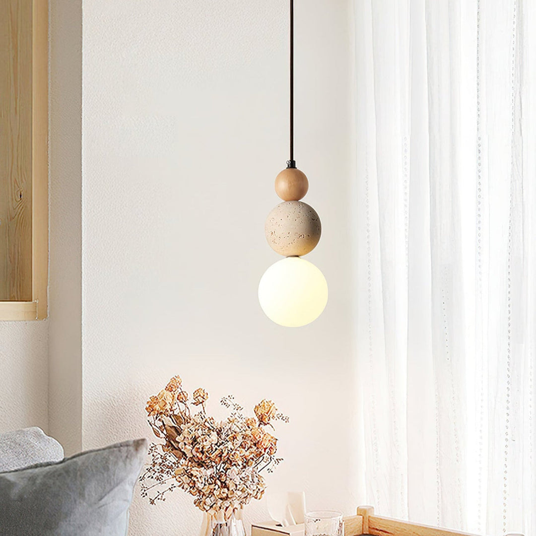 Elegantes Leuchten Creme Stein Nachttisch Pendelleuchte