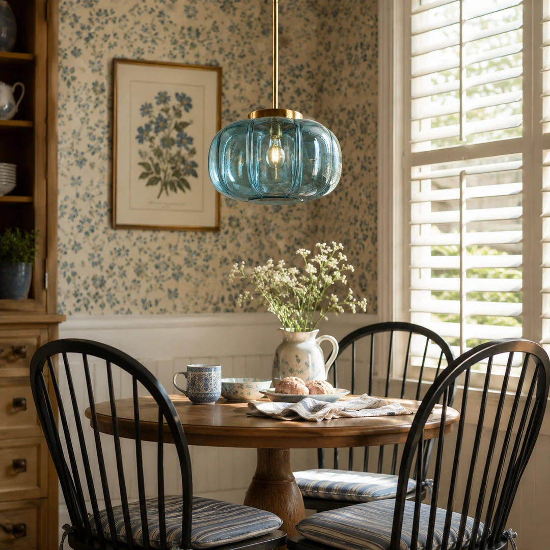 Ribbed Glass Single-Light Dome Pendant Light