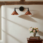 Charger l&#39;image dans la visionneuse de galerie, Conique Metal Industrial Wall Sconce with Dual Cone Shades - Vintage Metal Finish
