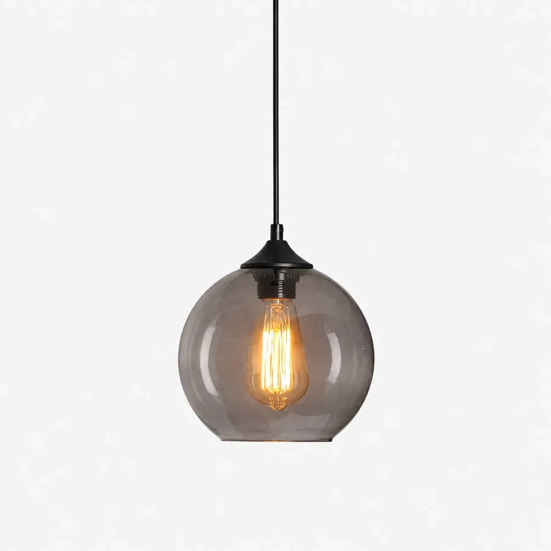 Smoky Gray Glass Globe Pendant Light