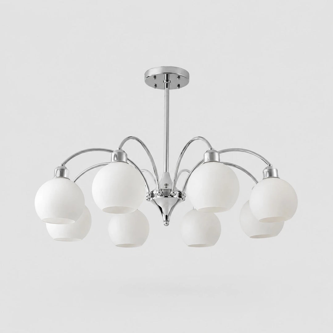 Chrome 8-light glass globe chandelier