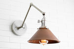 Charger l&#39;image dans la visionneuse de galerie, Conique Metal Industrial Wall Sconce with Adjustable Arm - Vintage Copper Cone Shade for Task Lighting

