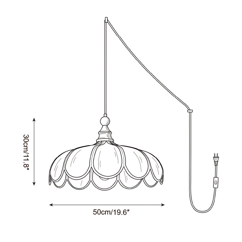 Scalloped Abaca Woven Plug-In Swag Pendant