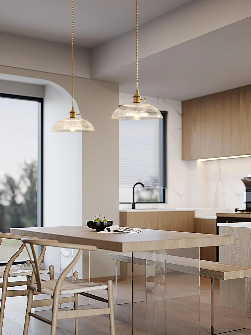 Polished Brass Domed Glass Plug-In Pendant