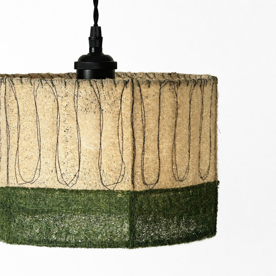 Lámpara colgante de lufa natural - pantalla tejida orgánica para comedor  