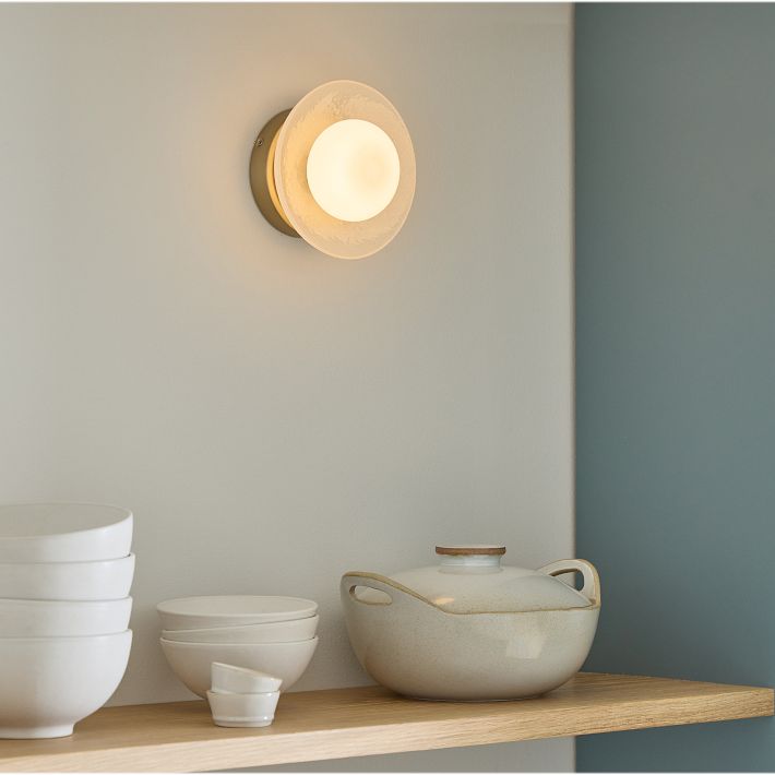 Elorina Bowl Wall Sconce – Elegant Brass And Glass Round Wall Fixture