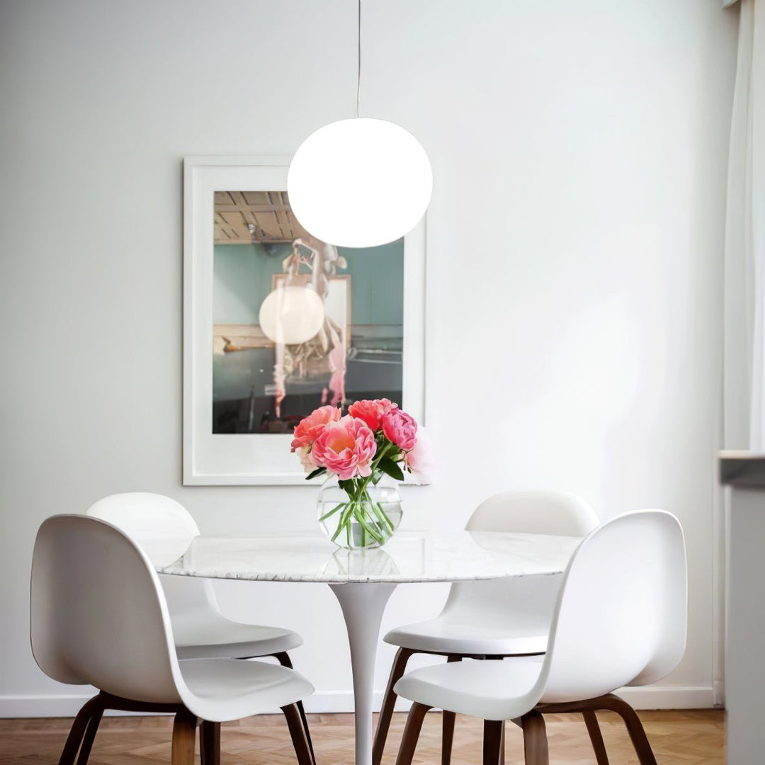 Frosted White Oval Plug-In Pendant Light