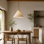 Bild in Gallery-Viewer laden, Handgefertigte Wabi-Sabi-Pendelleuchte aus Stoff