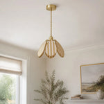 Cargar imagen en el visor de la Galería, Yellow petal pendant light in a bright living room