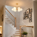 Load image into Gallery viewer, Six-arm chandelier installed above a staircase