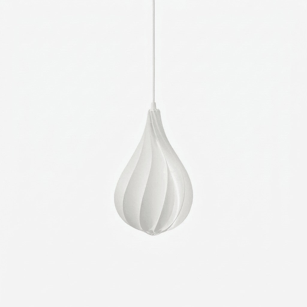 White Spiraling Polymer Teardrop Pendant Light
