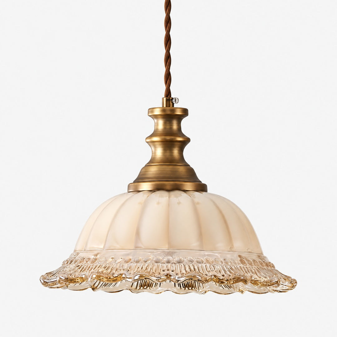 Vintage Fluted Glass Pendant Light for Kitchen & Dining