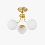 Load image into Gallery viewer, 3-head gold ceiling light with glass globes