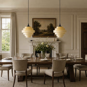 Sanenos Retro Geometric Glass Pendant Light - Gradient Glass Shade for Living or Dining Room