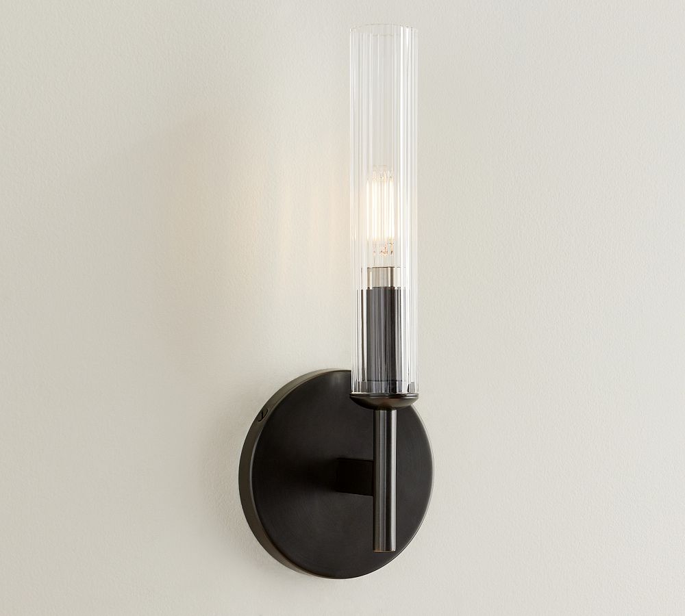 Aplique de pared de tubo de vidrio Bravira - Iluminación clásica de tubo de latón acanalado