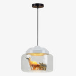 Cargar imagen en el visor de la Galería, Lámpara colgante de vidrio con diseño de animal Beastlynn - Luz colgante creativa con diseño de zoológico para habitación infantil N23