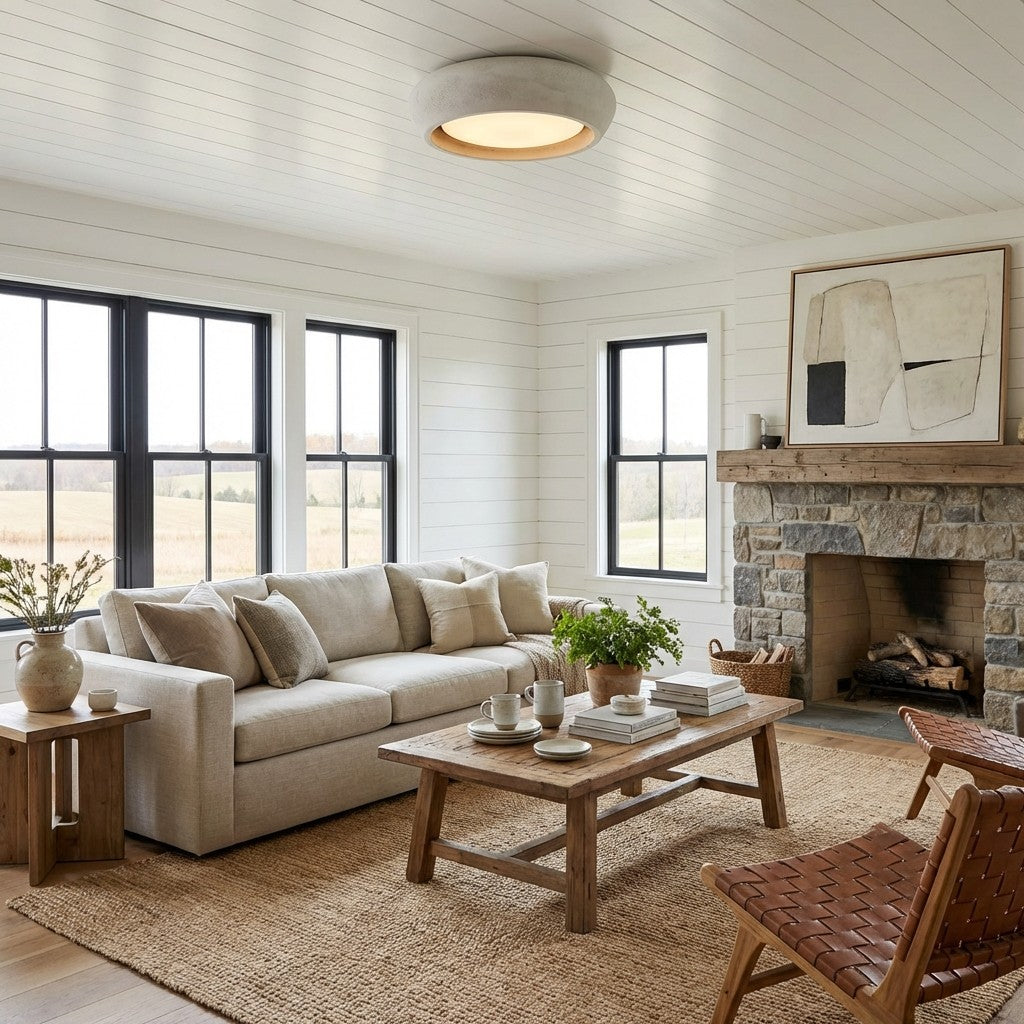 Luminaire de plafond en béton minimaliste Monocem – Applique encastrée élégante pour salon