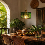 Bild in Gallery-Viewer laden, Vintage Ripple Glass Pendant Light With Warm Brass Accent