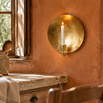 Bild in Gallery-Viewer laden, Gold Leaf Metal Wall Candle Holder – Round &amp; Oval Sconce Designs