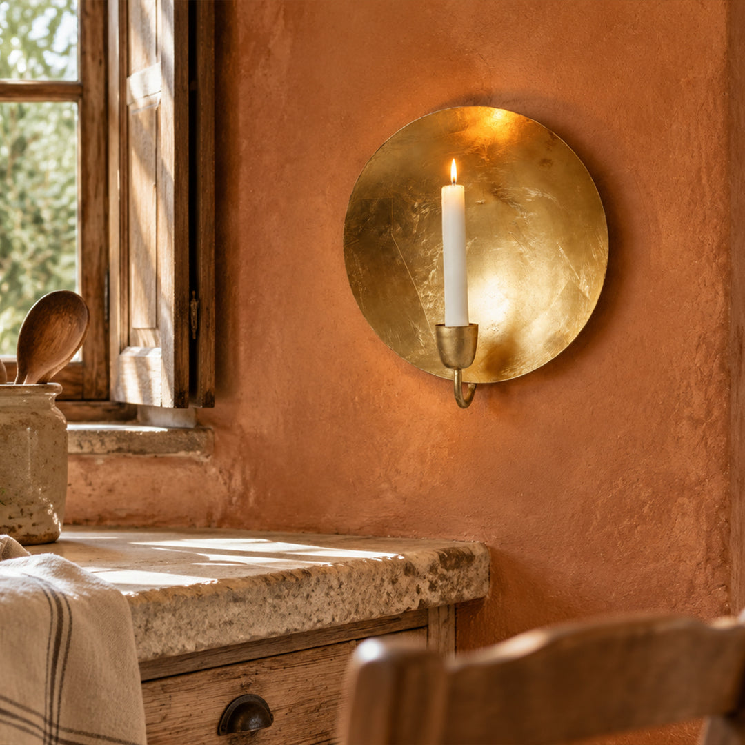 Gold Leaf Metal Wall Candle Holder – Round & Oval Sconce Designs