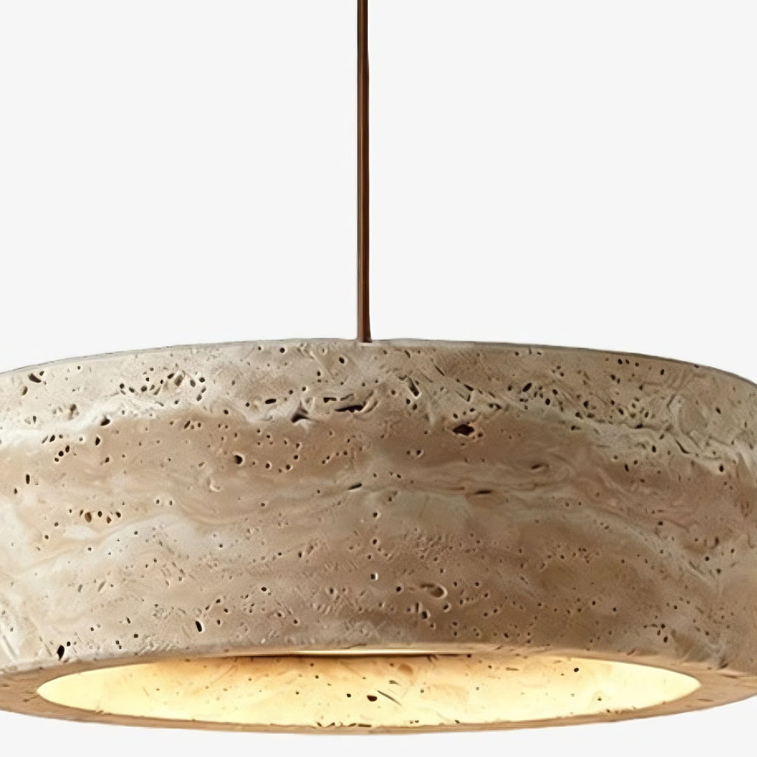 Lámpara colgante de piedra natural travertino Kairis - Iluminación de estilo vintage para comedores y salas de estar