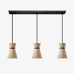 Bild in Gallery-Viewer laden, Three head travertine stone pendant light with black linear canopy