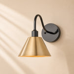 Load image into Gallery viewer, Industrial Modern Tapered Brass Gooseneck Sconce with Metal Silhouette