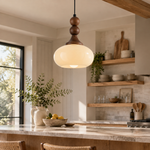 Load image into Gallery viewer, Shaped Glass Pendant Light with a sculptural shade and a single drop - New2609-1024582 scene 4