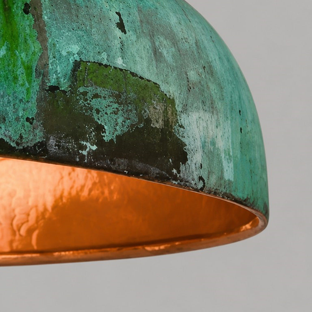 Aerugix Vintage Hammered Copper Dome Pendant Light - Natural Metallic Finish for Dining Room