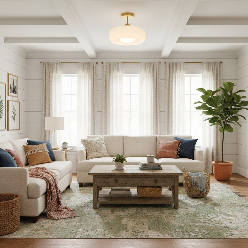 Lámpara de Techo de Cristal Bauvia Vintage Bauhaus – Lámpara Artística Moderna con Base de Madera para Sala de Estar N62