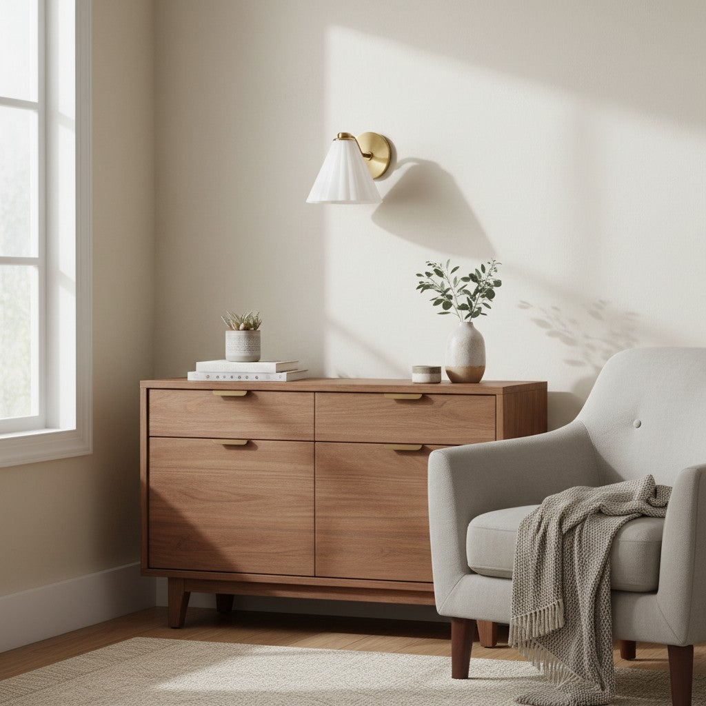 Applique Murale en Verre Laiton Ondulé Moderne Mivie - Profil Compact pour Chambres et Couloirs