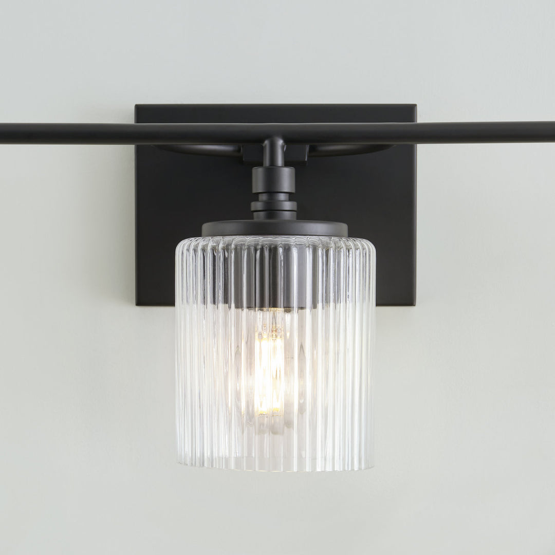 Lirra Dreifach-Glasschirm Schminklicht Schlankes Metall-Design – Badezimmer-Ankleidebeleuchtung