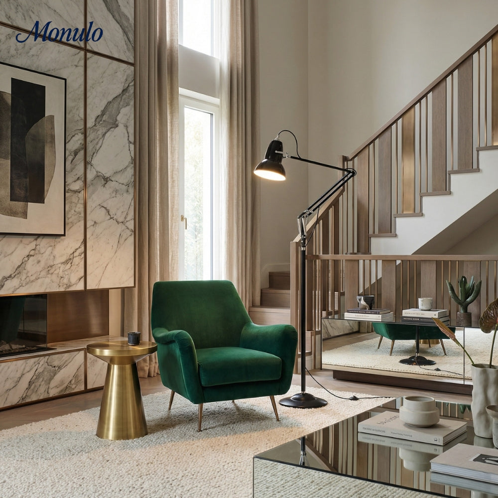 Modryx Design Fonctionnel Moderne ‑ Lampe sur Pied Industrielle Réglable pour Intérieurs Domestiques