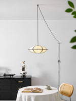 Bild in Gallery-Viewer laden, Black Metal White Fabric Plug-In Swag Pendant