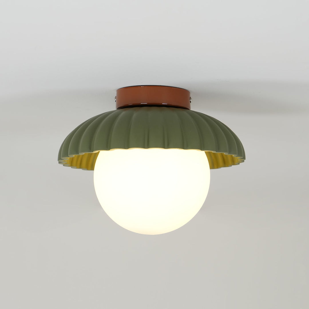 Plafonnier élégant de style Alien Cream en métal beige et verre