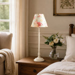 Load image into Gallery viewer, Blue floral French country table lamp in a bedroom