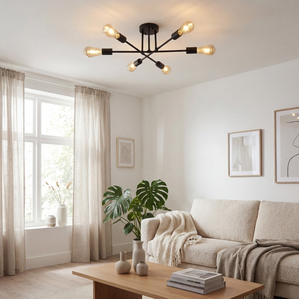 Lámpara de Techo Semiempotrada Contemporánea Nordivela - Elegante Luminaria de Metal con Múltiples Brazos para Interiores del Hogar