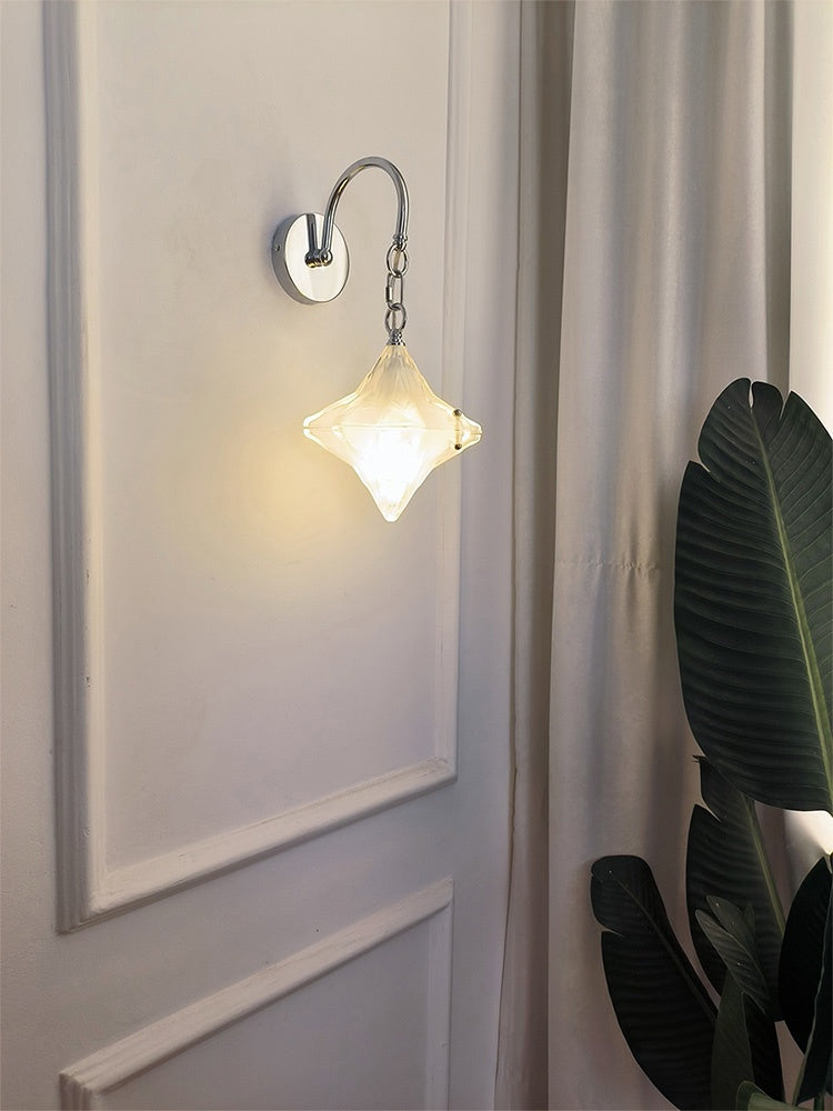 Aplique de pared Art Déco Star - Lámpara de vidrio esmerilado para pasillo - Astris Selene 