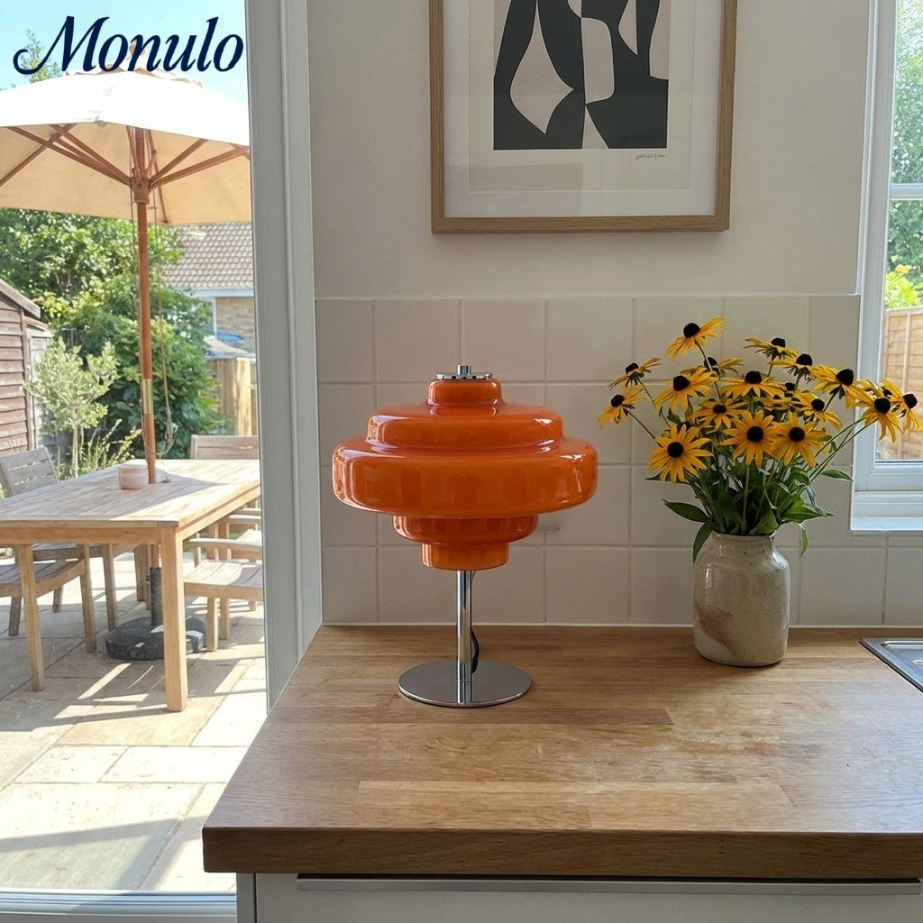 Lámpara de mesa de cristal Koloro: moderna lámpara de niveles para espacios de estar o de trabajo