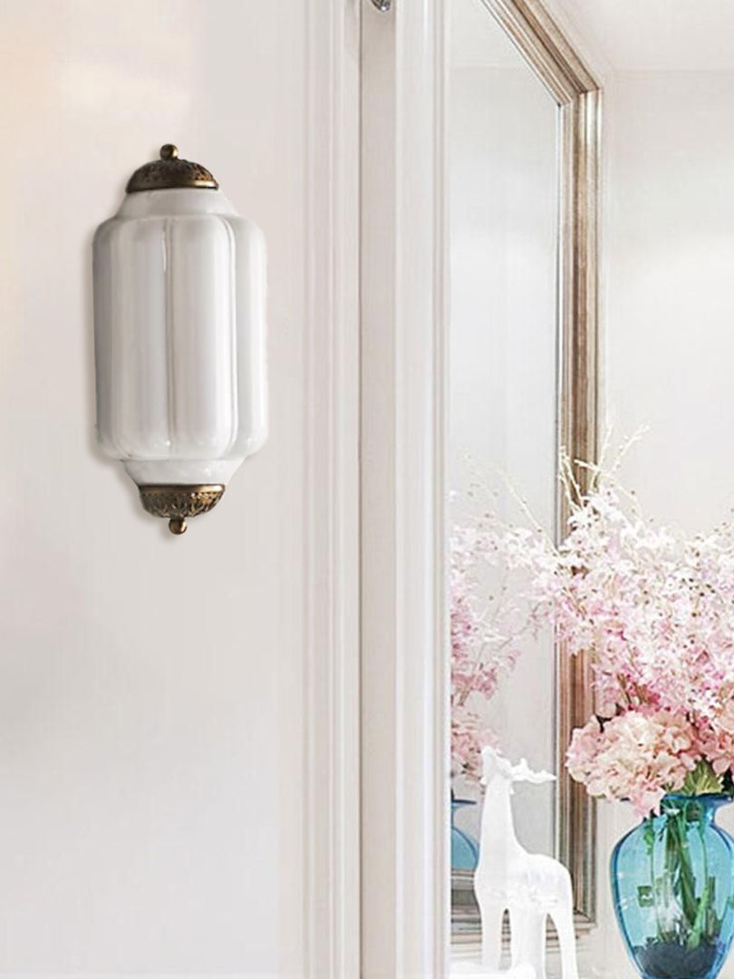 Vintage Milk Glass Flush Eloise Wall Sconce for Bedside Hallway