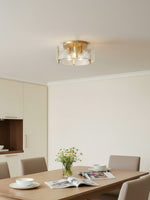 Load image into Gallery viewer, Vintage Semi Flush Mount Ceiling Light - Black and Glass Ceiling Fixture
