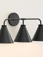 Load image into Gallery viewer, Korvi Tapered Sconce Cone Wall Light – Black or Brass Conical Retro Design
