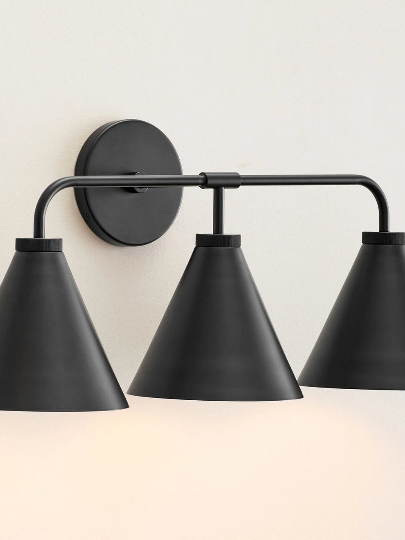 Korvi Tapered Sconce Cone Wall Light – Black or Brass Conical Retro Design