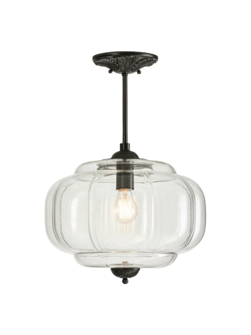 Vintage Milk Glass Semi Flush Mount Eloise Pendant Light